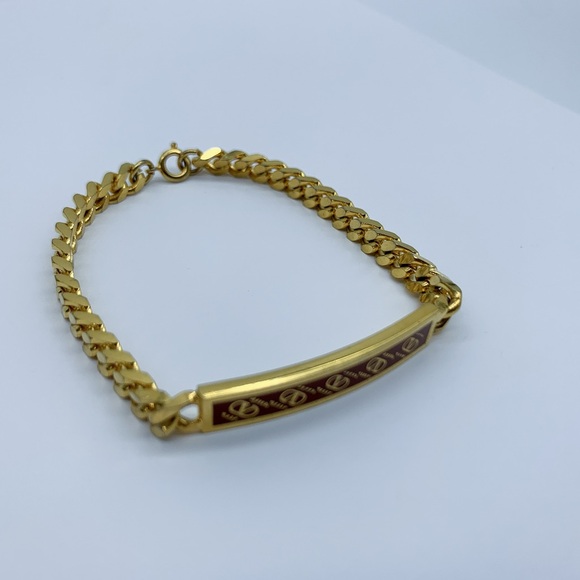 Vintage Valentino Garavani Gold-plated V-Logo Curb Chain Bracelet - Picture 2 of 12